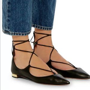 Aquazzura 'Christy' Lace-Up Flats – Made in Italy - Size 39.5